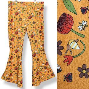 Smak Parlour Flared Pants Floral Snail Mushroom Ladybug Print 2X Women Stretchy